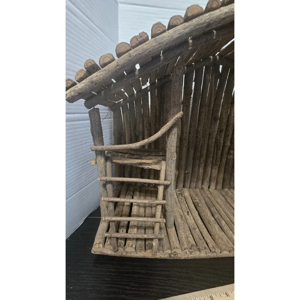 Vintage Rustic Nativity Scene Manger Only 24